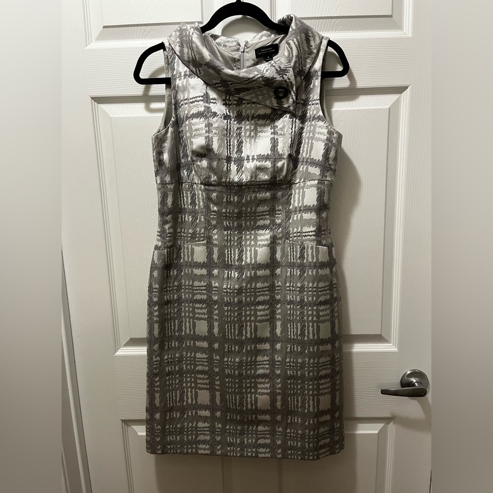 Tahari silver/grey sheath dress - size 8
